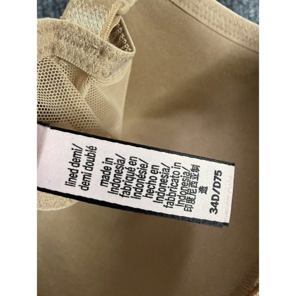 Victoria's Secret 34D Demi‎ Bra Nude Floral Lace Underwire Lined Beige - Picture 4 of 10